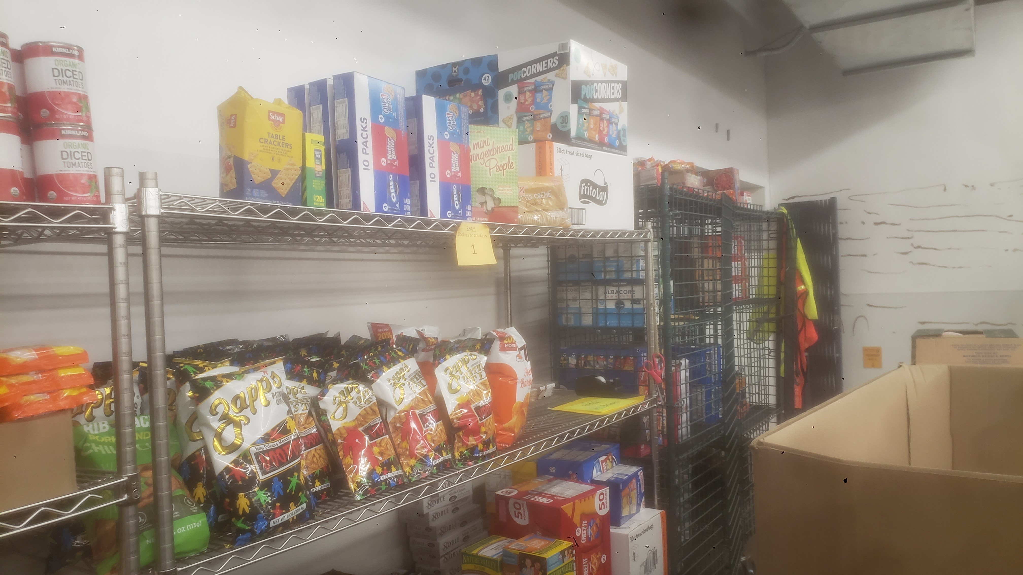 Dry goods filled shelf.